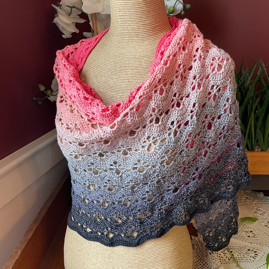 Hand Crocheted Gradient Rectangular Shawl